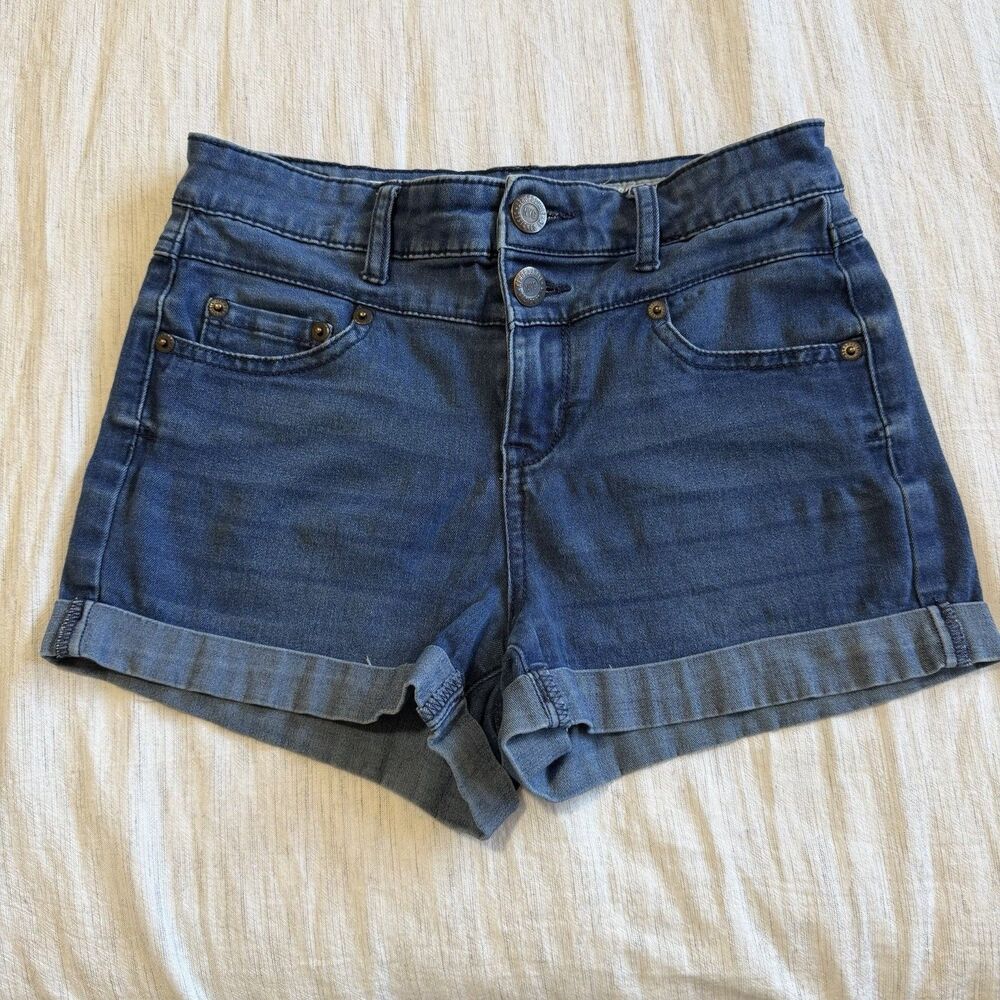 Aeropostale High Waisted Shorty Shorts Size 0 Cuffed Denim Shorts 2" inseam